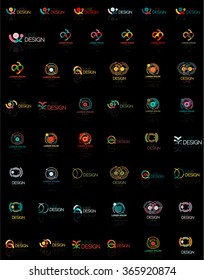 Mega set of multicolored swirl and circle logos, loop cycle infinity concepts