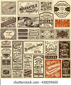 Mega Set Of Old Advertisement Designs And Labels - Vintage Illustration