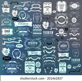 Mega set of Ornate frames and scroll elements. Set of calligraphic and floral design elements