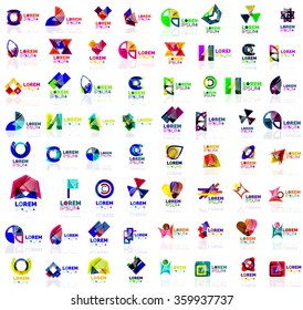 Mega set of paper logo abstract geometrical shapes