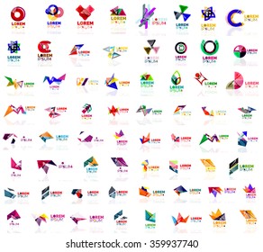 Mega set of paper logo abstract geometrical shapes