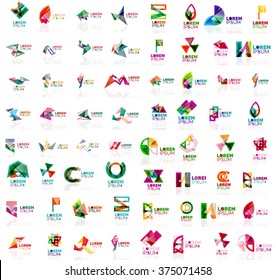 Mega set of paper logo abstract geometrical shapes