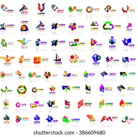 Mega set of paper logo abstract geometrical shapes