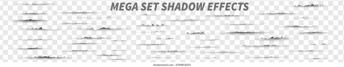 Mega set paper shadows. Torn ripped set collection shadows. Torn sheets of paper. Vector set