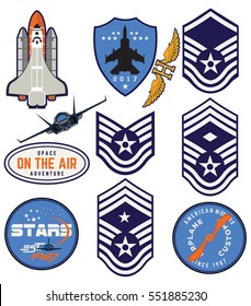 Mega Set of retro emblems, design elements , badges and logo patches on the theme aviation