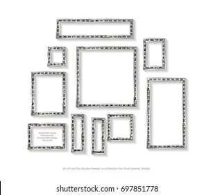 Mega set of retro frames with glowing lamps. Collection of banners with shining lights in vintage style isolated on white background. Vector illustration.