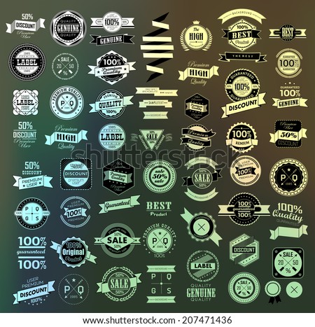 Mega set of retro vintage ribbons and label