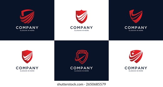 Mega set shield tech logo design inspiration