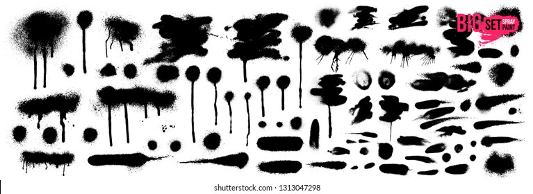 Mega Set of Spray paint banner. Spray paint abstract lines & drips. Vector illustration. Isolated on white background. - Shutterstock ID 1313047298