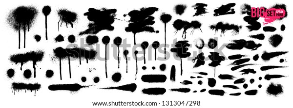 Mega\
Set of Spray paint banner. Spray paint abstract lines & drips.\
Vector illustration. Isolated on white\
background.