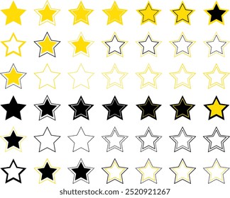 Mega set with stars vector icons. 42 stars icons.