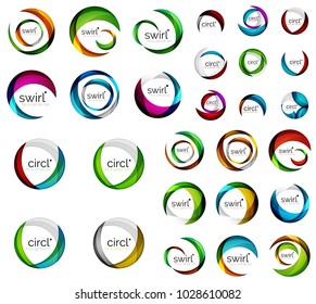 Mega set of swirl circles abstract vector icons. Circle, helix, rotation, spiral motion concepts. Vector illustration