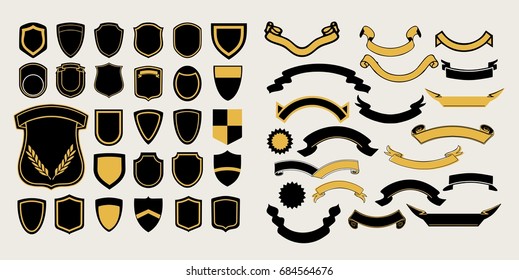 Mega a set of templates. Chevrons and ribbons for the design of logos, emblems and labels.