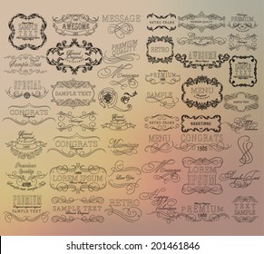 Mega set of thin Line frames and scroll elements. Set of calligraphic and floral design elements