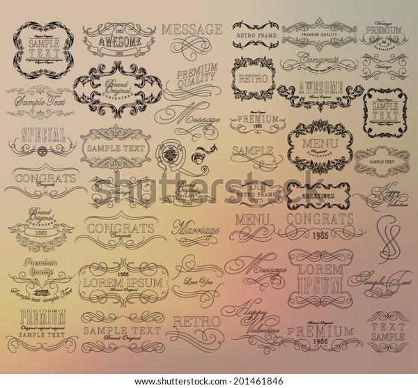 Mega set of thin Line frames\
and scroll elements. Set of calligraphic and floral design\
elements