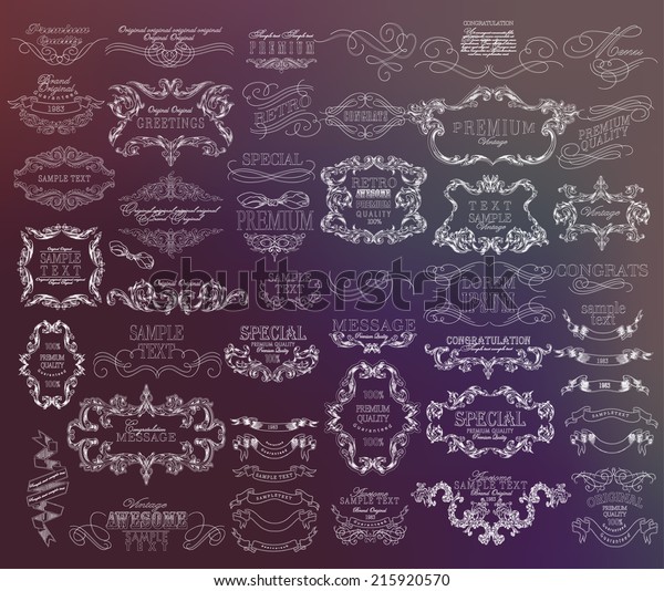 Mega set of thin Line frames
and scroll elements. Set of calligraphic and floral design
elements