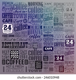 Mega set of thin line Vintage Retro Coffee  Labels and typography. Coffee decoration collection