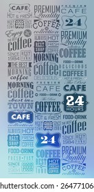 Mega set of thin line Vintage Retro Coffee  Labels and typography. Coffee decoration collection