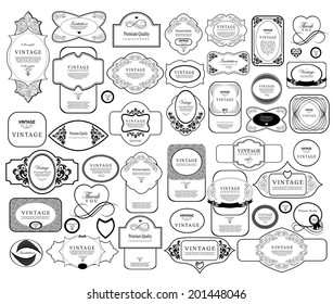 Mega set of thin lineretro vintage ribbons and label