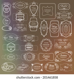 Mega set of thin lineretro vintage ribbons and label
