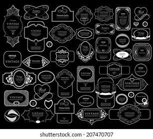 Mega set of thin lineretro vintage ribbons and label