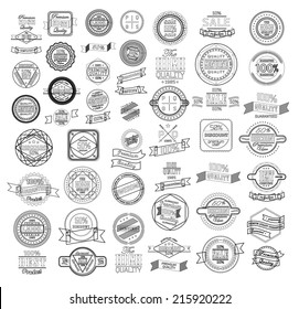 Mega set of thin lineretro vintage ribbons and label
