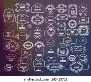 Mega set of thin lineretro vintage ribbons and label