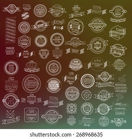Mega set of thin lineretro vintage ribbons and label