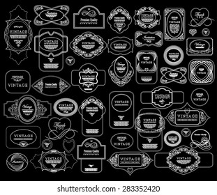 Mega set of thin lineretro vintage ribbons and label