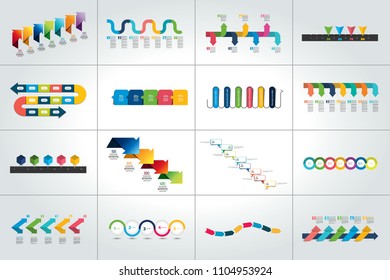 Mega set of timeline infographic templates, diagrams,  presentations. 