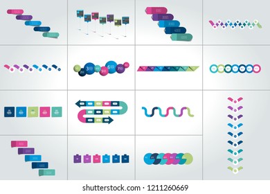 Mega set of timeline infographic templates, diagrams,  presentations. 