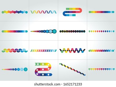 Mega set of timeline infographic templates, diagrams. 