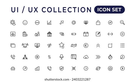 Mega set of ui ux icon set, user interface iconset collection.Set of thin line web icon set, simple outline icons collection, Pixel Perfect icons, Simple vector illustration.

