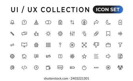 Mega set of ui ux icon set, user interface iconset collection.Set of thin line web icon set, simple outline icons collection, Pixel Perfect icons, Simple vector illustration.
