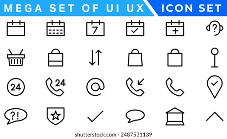 Mega set of ui ux icon set, user interface iconset collection.