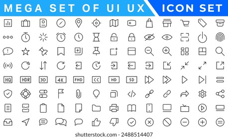 Mega set of ui ux icon set, user interface iconset collection.