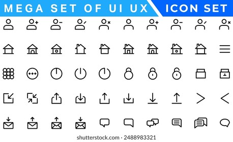 Mega set of ui ux icon set, user interface iconset collection.