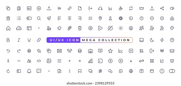 Mega set of ui ux icons, user interface icon set collection, icon design