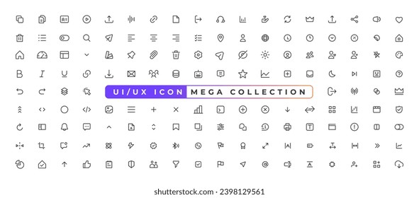 Mega conjunto de ui ux iconos, colección de iconos de interfaz de usuario.