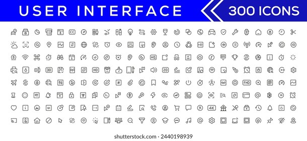 Mega-Satz von UI-UX-Symbolen, Icon-Set-Sammlung der Benutzeroberfläche