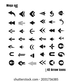 Mega set of unique arrow icons in horizontal position