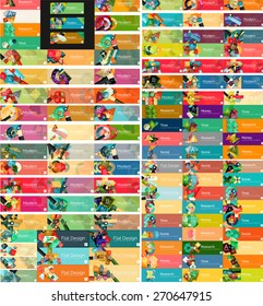 Mega set of universal web option infographic banners, modern flat design. Paper graphic