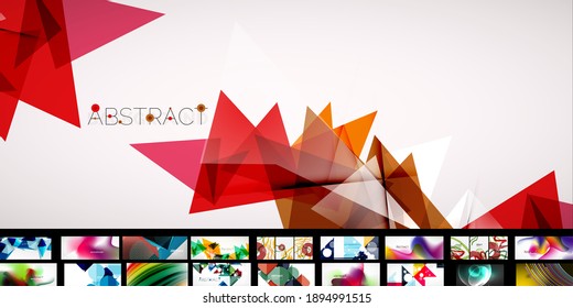 Mega set of various abstract backgrounds. Trendy layout templates for business or technology presentation, internet poster or web brochure cover, wallpaper