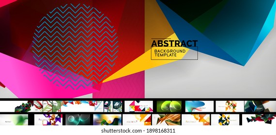 Mega set of various abstract backgrounds. Trendy layout templates for business or technology presentation, internet poster or web brochure cover, wallpaper