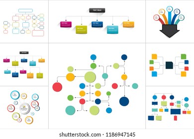 Mega set of various  flowcharts schemes, diagrams. Simply color editable. Infographics elements.