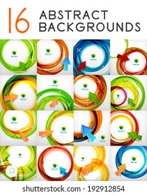 Mega set of vector swirl abstract backgrounds. 16 design templates