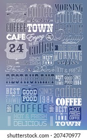 Mega set of Vintage Retro Coffee  Labels and typography. Coffee decoration collection