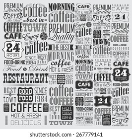 Mega Set Of Vintage Retro Coffee  Labels And Typography. Coffee Decoration Collection