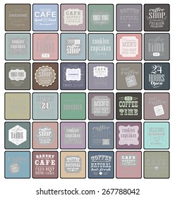Mega set of Vintage Retro Coffee  Labels and typography. Pattern in retro style