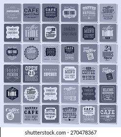 Mega set of Vintage Retro Coffee  Labels and typography. Pattern in retro style